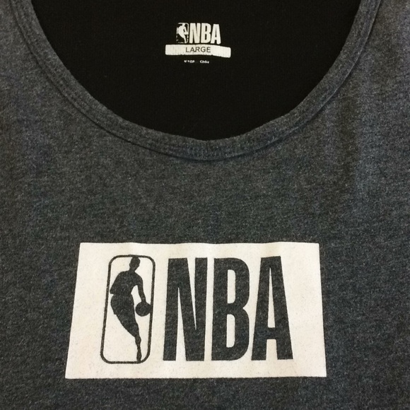 🇺🇸 NBA Black & Grey Tank Top - Sz L - Picture 2 of 7